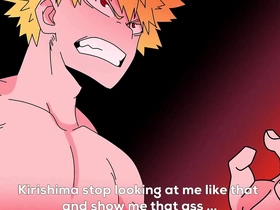 Kirishima gets entangled on when he sees bakugo naked plus then he fucks him big chinese dick gay anal porn
