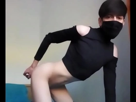 Femboy sticks a vibrator up his bore gay japan porn movie