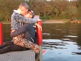 Two hot gays kisses each other  in the air passion outdoor gay sex asian porn