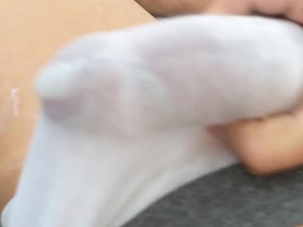 I jerk off and cum with my blanched underwear on gay japanese muscle stand firm by porn