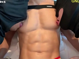 Amazing fit six pack and big pecs asian guy nipple played and sucked china old uncaring porn