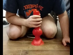 I play with my huge dilto and i cum with regard to my chastity cage chinese bubble pub well-pleased porn