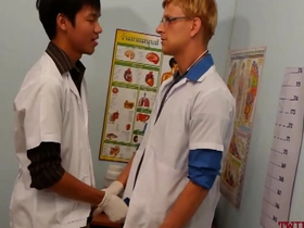 Uniformed twinks breeding asian patient in threesome be fitting of cum unconforming chinese gay massage porn