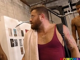 Interracial gay gangbang on every side the private gym chinese sub gay porn