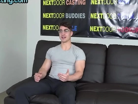 Muscled solo stud with glasses wanks and cums aloft a difficulty casting gay asian spanking porn