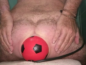 Huge 13 cm wide inflatable ball dilation my anus forth the max in slow motion. asian gay porn studio