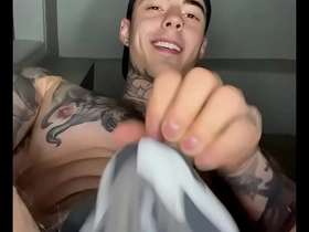 Jakipz in a jock strap playing with his bulge and cumming huge gay chinese dick porn