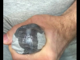 Cum in leggings! i masturbate my dick and sperm seeps through gray leggings! close-up asian hd gay porn