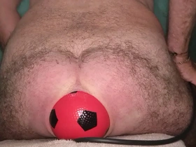 World record 13 cm wide anal stretching just about inflatable ball. japanese detached porn father and son